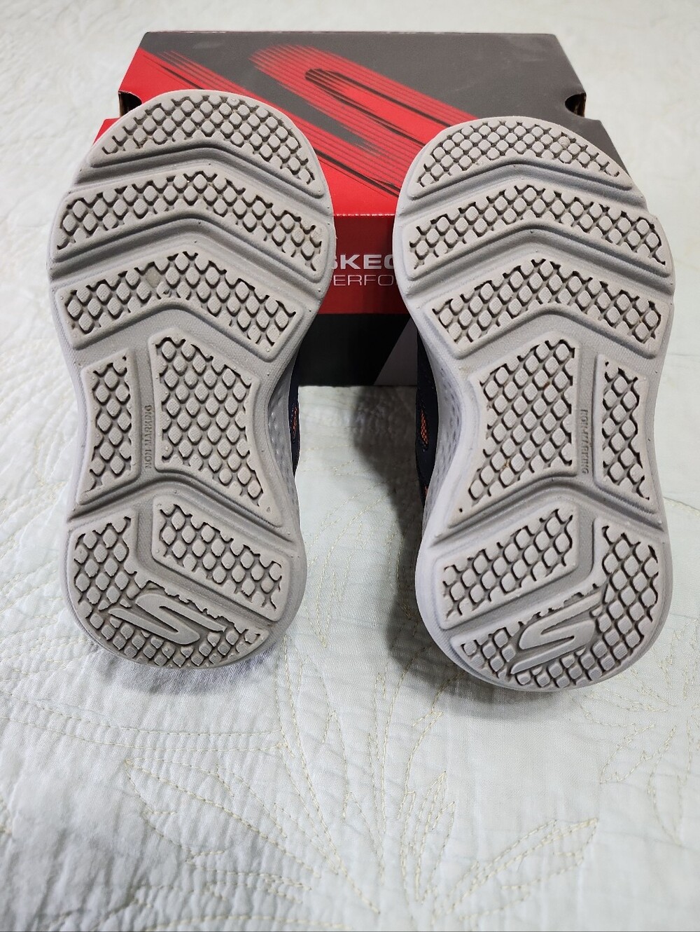 SKECHERS Go Run Kids Performance Sneakers, Navy/Orange - Size 7 Toddlers - Picture 3 of 6
